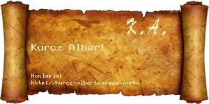 Kurcz Albert névjegykártya